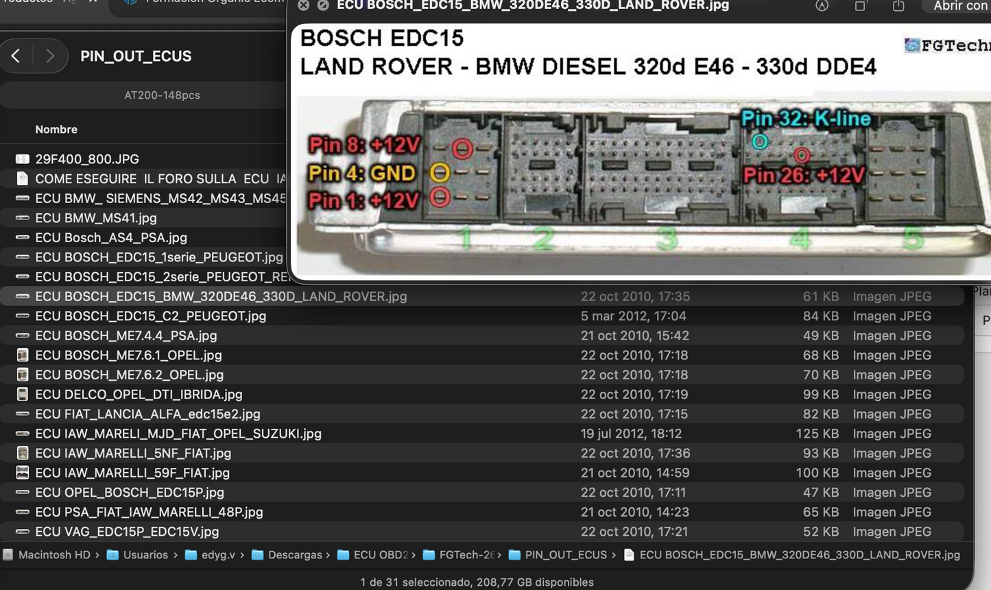 🔌 ECU PINOUT (todas las ECU)
