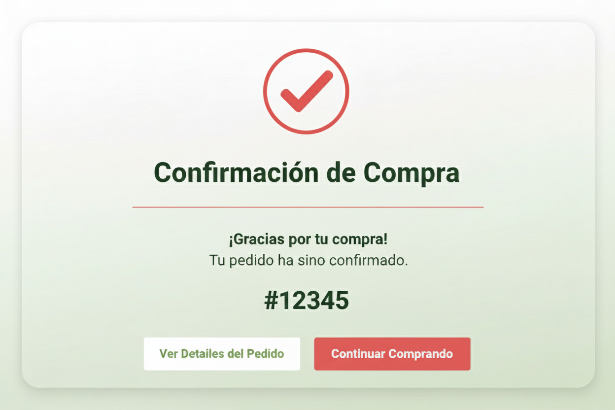 confirmacion compra y numero del pedio