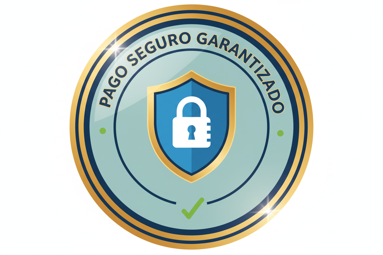 pago seguro garantizado badge redondo profesional